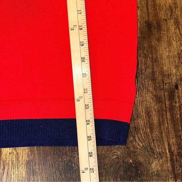 Anne Klein Sweater Womens 1X Red Poppy Combo Striped V-Neck Knit Old Money Retro - Picture 11 of 11